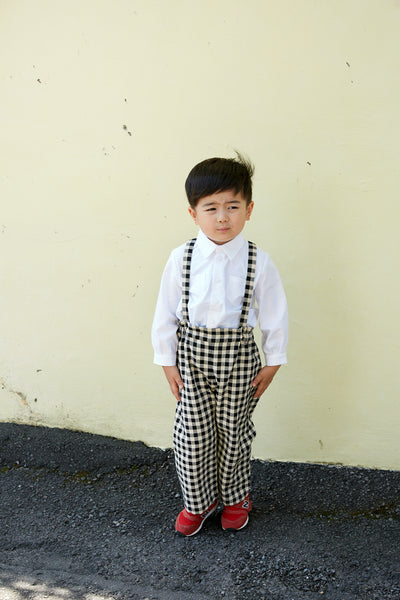 <transcy>KIDS SUSPENDER PANTS - GINGHAM</transcy>