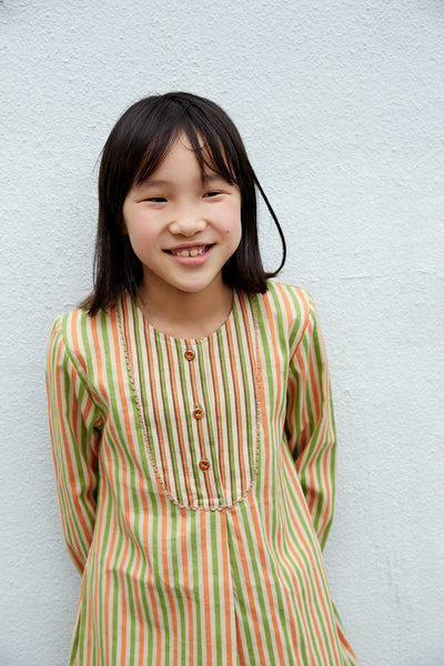 <transcy>Heart Blouse Long Kids - Stripe</transcy>