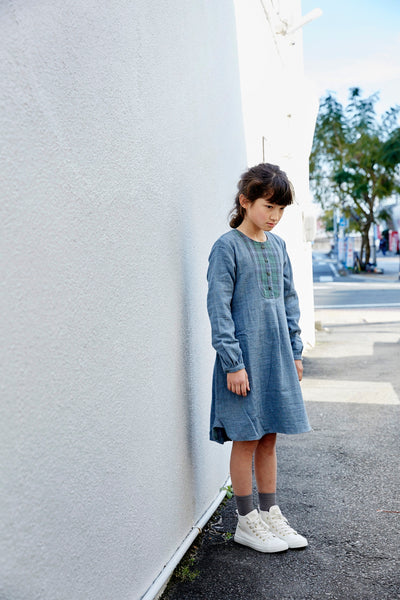 Heart  Blouse Long Kids - Check Gauze