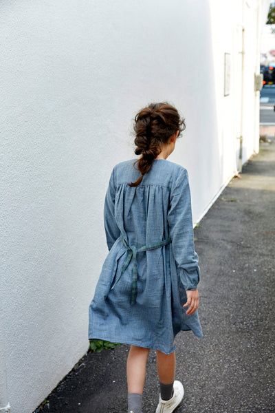 Heart  Blouse Long Kids - Check Gauze