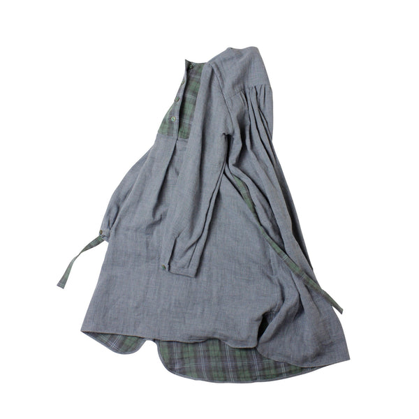 Heart  Blouse Long Kids - Check Gauze