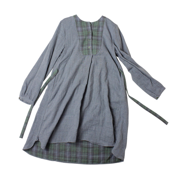 Heart  Blouse Long Kids - Check Gauze