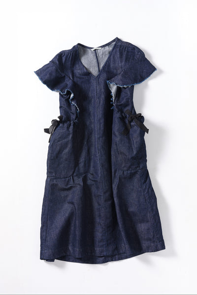 HEART CAPE DRESS - LINEN DENIM