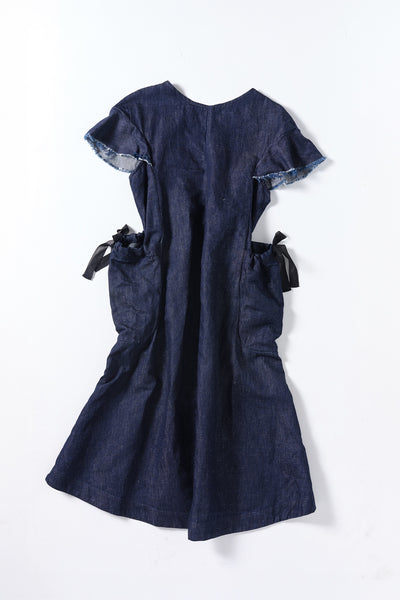 HEART CAPE DRESS - LINEN DENIM