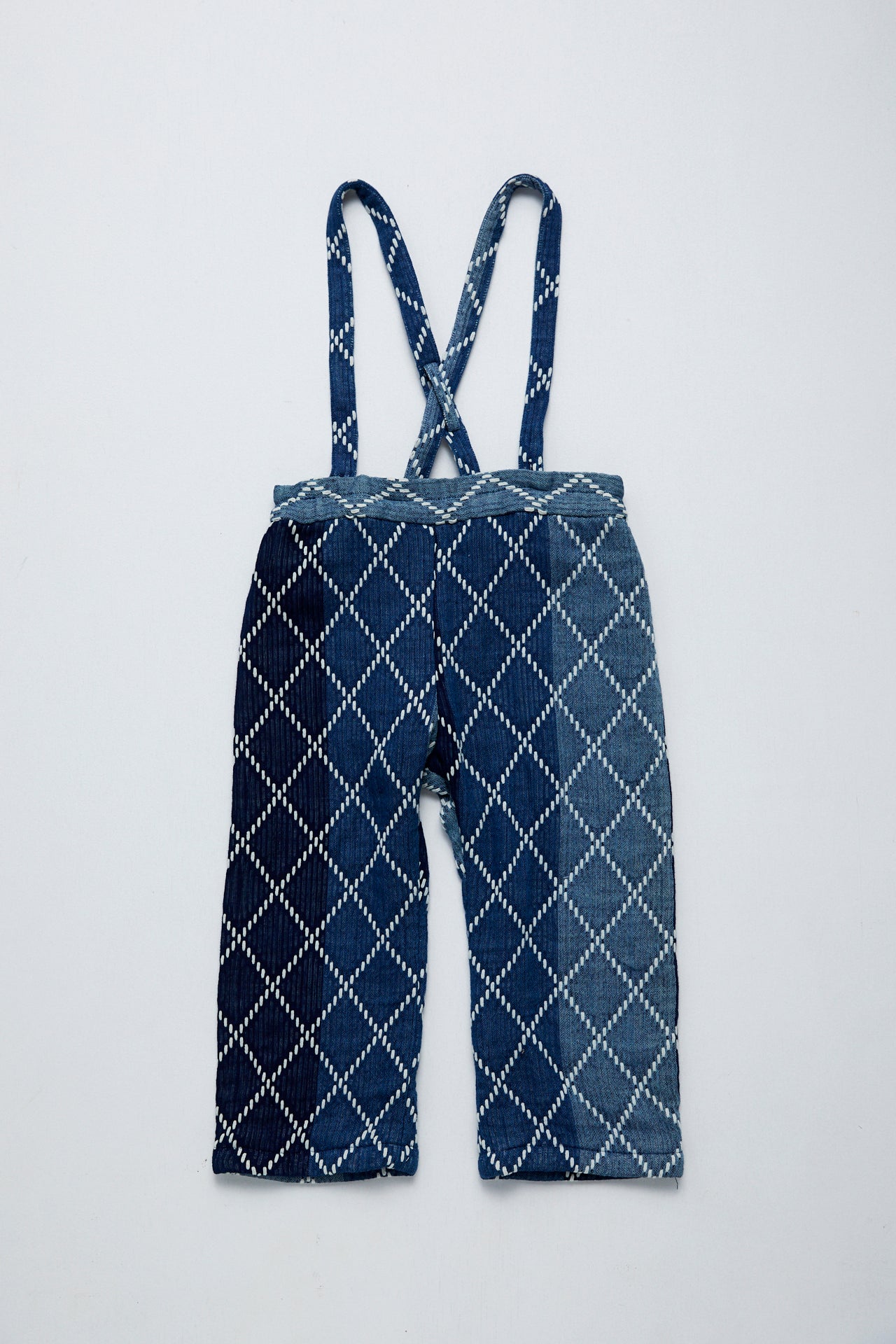 Kid'sS Suspender Pants  - Diamond Sashiko